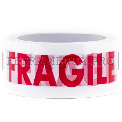 NASTRO ADESIVO BIANCO con scritta FRAGILE per IMABALLAGGIO 50mm 66m