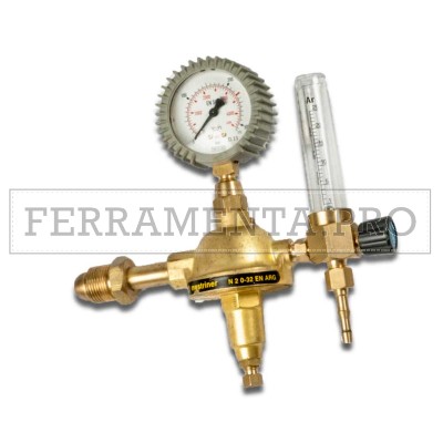 RIDUTTORE di PRESSIONE per ARGON MISCELA MIX con MANOMETRO e FLUSSOMETRO