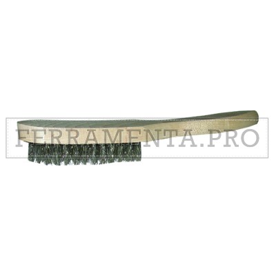 SPAZZOLA MANUALE CORPO LEGNO FILO in ACCIAIO INOX per PULIZIA METALLO SALDATURA