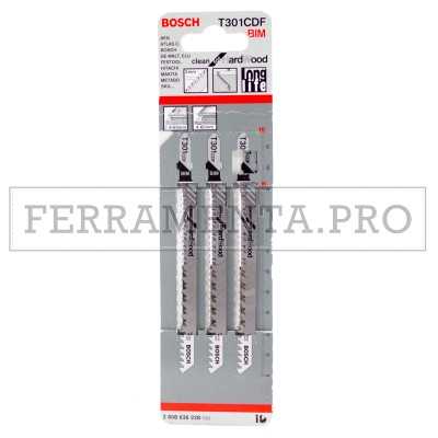 3 LAME SEGHETTO ALTERNATIVO BOSCH per TAGLIO PULITO LEGNO DURO 4 - 65 mm T301CDF