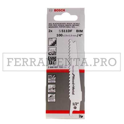 2 LAME FLESSIBILI SEGA UNIVERSALE GATTUCCIO S 511 DF BOSCH per LEGNO PLASTICA 