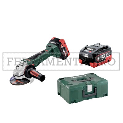 METABO WB 18 LTX BL 125 QUICK SMERIGLIATRICE 2 BATTERIE 5,5 Ah LiHD con METALOC 