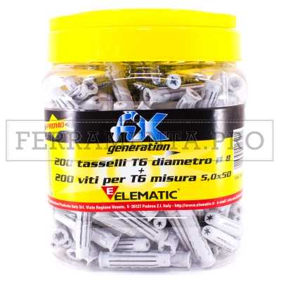 BOX KIT 200 Pz. TASSELLO TASSELLI in NYLON T6/VA con VITE 8x40mm