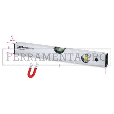 BETA 1696B - Livelle con base magnetica in alluminio profilato anodizzato  a 2 fiale infrangibili