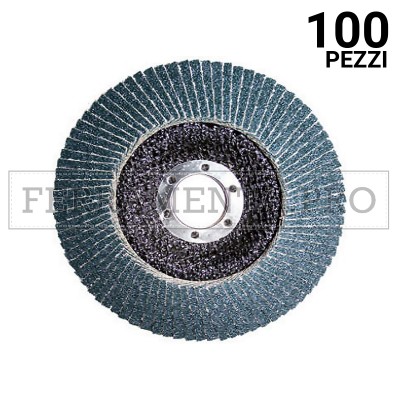 100 pezzi DLF v02 115mm Z40 DISCO LAMELLARE in FIBRA per FERRO INOX allo ZIRCONIO ABRASIVO MOLA MOLARE MADEinITALY