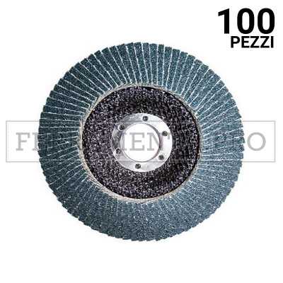100 pezzi DLF v02 125mm Z40 DISCO LAMELLARE in FIBRA per FERRO INOX allo ZIRCONIO ABRASIVO MOLA MOLARE MADEinITALY