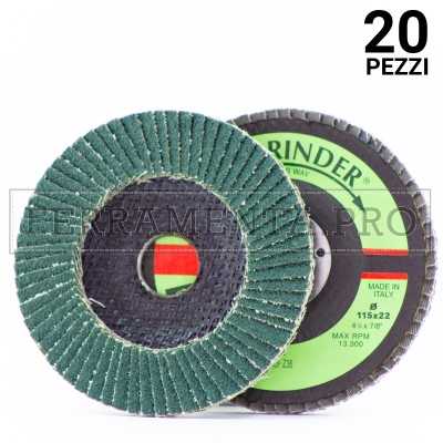 20 pezzi DISCO ABRASIVO LAMELLARE 115mm allo Zirconio con supporto FIBRA Fast Grinder DLF GRANA 40 DISCO ABRASIVO LAMELLARE 115mm allo Zirconio con supporto FIBRA Fast Grinder DLF