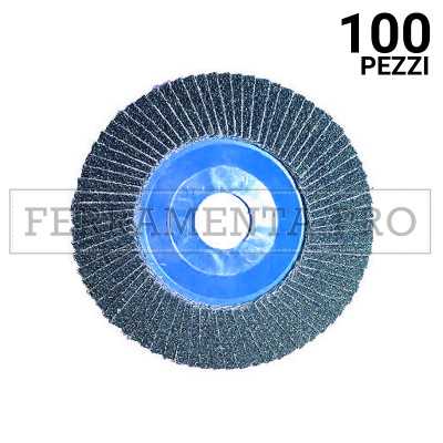 100 pezzi DLN v02 115mm Z40 DISCO LAMELLARE in NYLON per FERRO INOX allo ZIRCONIO ABRASIVO MOLA MOLARE MADEinITALY