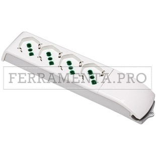 MULTIPRESE 4 PRESE SENZA CAVO 16A UNIVERSALI BIPASSO/SCHUKO 410130