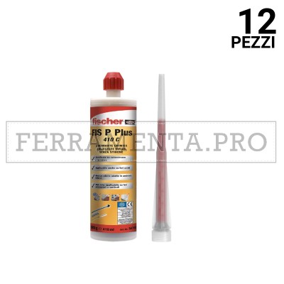 12 pezzi CARTUCCIA ANCORANTE FISCHER FIS P PLUS 410 C RESINA POLIESTERE CERTIFICATA 410ml