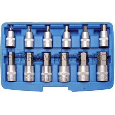 KIT 12 PEZZI, CHIAVI A BUSSOLA ESAGONALI, 5-22 MM, ATT. 1/2