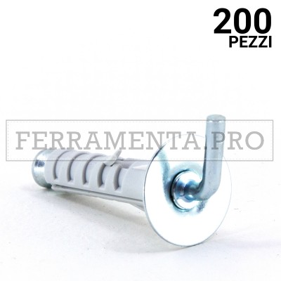 200 pezzi TASSELLO ad ESPANSIONE in NYLON ENP/GC con GANCIO CORTO 9 x 40 mm