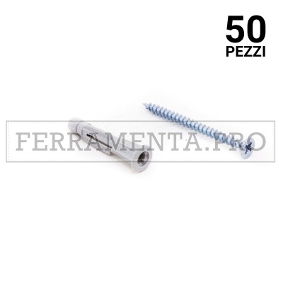 50 pezzi Tassello in nylon TPFC/V con vite 8x51mm TASSELLO ANCORANTE UNIVERSALE in NYLON PLASTICA con VITE TPFC/V PROFESSIONALI