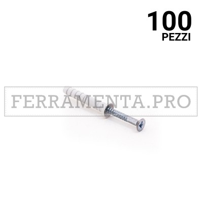 100 pezzi Tassello a colpo in nylon UCX/TS 6x35 mm con vite TASSELLO ANCORANTE con VITE A COLPO CHIODO PERCUSSIONE in NYLON PLASTICA UCX/TS