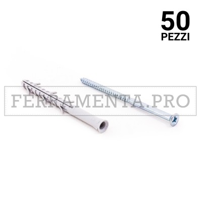 50 pezzi Tassello in nylon APS/V con vite 8x80mm TASSELLO ANCORANTE UNIVERSALE in NYLON PLASTICA con VITE PROLUNGATA APS/V