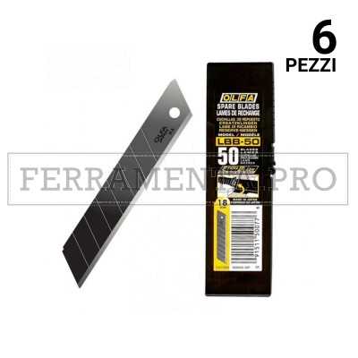 6 pezzi TUBETTO 50 LAME BRUNITE 18mm OLFA LBB-50 RICAMBIO CUTTER TRINCETTO TAGLIERINO 