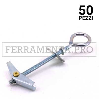 50 pezzi ANCORINA ETAF/OC - M4x12mm TASSELLO ANCORANTE METALLICO ANCORA ANCORINA ETAF/OC con OCCHIOLO CHIUSO