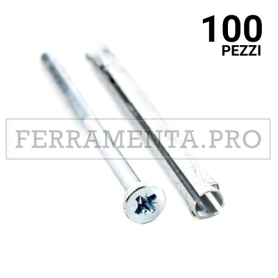 100 pezzi TASS. METALLICO - ETM 10x72 TASSELLO FISSAGGIO METALLICO ETM per SERRAMENTI in LEGNO PVC ALLUMINIO con VITE