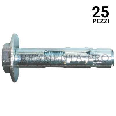 25 pezzi Tassello ancorante metallico T21 con bullone testa esagonale 12 x 70 mm
