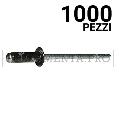1000 pezzi Rivit AFT9005 - Rivetto Alu/Acciaio TT NERO  4,0x12,0