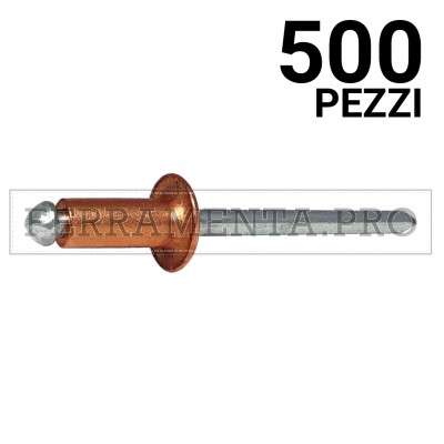 500 pezzi Rivit RFT - Rivetto Rame/Acciaio TT  4,8x10,0