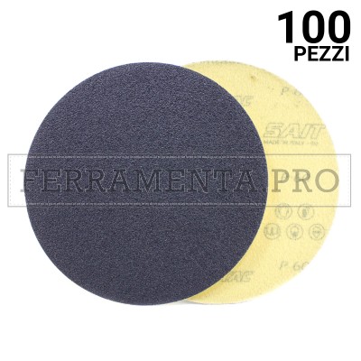 100 pezzi SAITAC-VEL 115 P - 60 DISCO VELCRATO di CARTA ABRASIVA SAIT al CARBURO DI SILICIO per MARMO PARQUET PLASTICA VETRORESINA