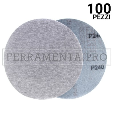 100 pezzi VDL Ø150 Gr.240 stearato DISCO VELCRATO STEARATO SENZA FORI Ø150mm per ROTORBITALE per LEVIGARE LEGNO VERNICE STUCCO CARROZZERIA 