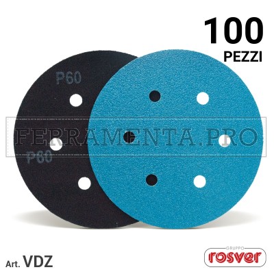 100 pezzi Disco Velcrato VDZ D.115 GR. Z60  Dischi a Strappo Allo Zirconio VDZ