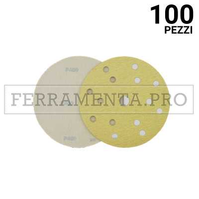 100 pezzi VDG - F. 8+6+1 - gr 80 DISCO a STRAPPO VELCRATO RESINATO per CARTEGGIATURA CARROZZERIA VERNICE STUCCO