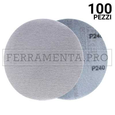 100 pezzi VDL Ø150 Gr.400 stearato DISCO VELCRATO STEARATO SENZA FORI Ø150mm per ROTORBITALE per LEVIGARE LEGNO VERNICE STUCCO CARROZZERIA 