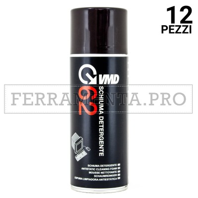 12 pezzi SCHIUMA DETERGENTE SPRAY 400ml per APPARECCHIATURE e TUTTE le SUPERFICI in PLASTICA UFFICIO VMD62