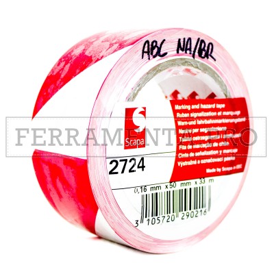 NASTRO ADESIVO SEGNALETICO BIANCO / ROSSO MT 33 X 50 H MM per SICUREZZA PROTEZIONE ANTINFORTUNISTICA