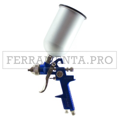 PISTOLA AEROGRAFO SUPERIORE A BASSA PRESSIONE SERBATOIO ALLUMINIO 500 cc a CADUTA per VERNICE SMALTO TINTA