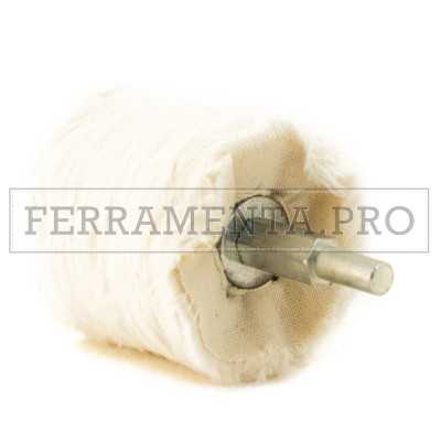 RUOTA DISCO in COTONE CILINDRICO con GAMBO per LUCIDATURA A SPECCHIO METALLI ACCIAIO INOX