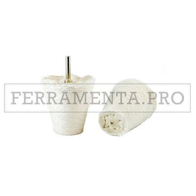 CONO di COTONE con GAMBO 6 mm per LUCIDATURA a SPECCHIO METALLO ACCIAIO INOX    