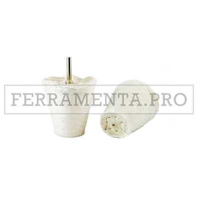 CONO di COTONE con GAMBO 6 mm per LUCIDATURA a SPECCHIO METALLO ACCIAIO INOX    