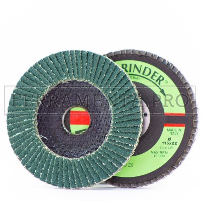 DISCO ABRASIVO LAMELLARE 115mm allo Zirconio con supporto FIBRA Fast Grinder DLF