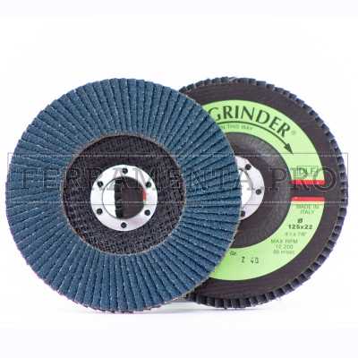 DISCO ABRASIVO LAMELLARE 125mm allo ZIRCONIO con supporto FIBRA Fast Grinder DLF