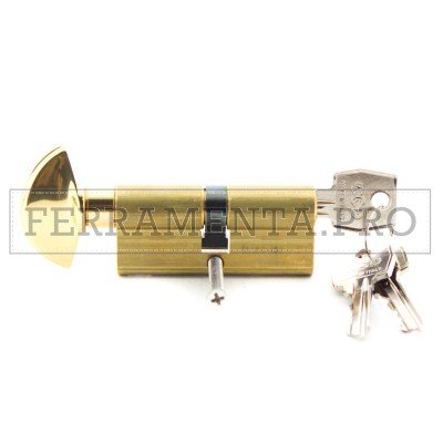 CILINDRO EUROPEO in OTTONE NATURALE AGB 600 con POMOLO e 3 CHIAVI