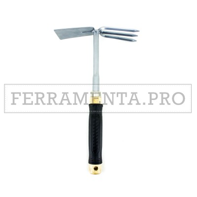 ZAPPETTA LAMA QUADRA CON TRIDENTE e MANICO IN LEGNO GOMMATO per GIARDINAGGIO HOBBY FAI DA TE