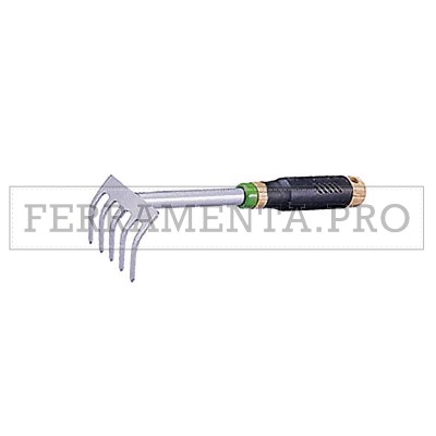 RASTRELLO PROFESSIONALE 5 DENTI CON MANICO IN LEGNO GOMMATO per GIARDINAGGIO 