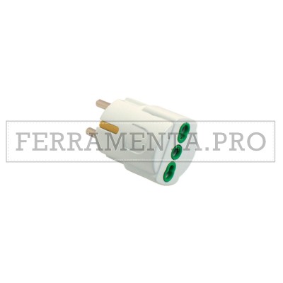 FANTON 81090 ADATTATORE SPINA SCHUKO 2P+T 16A PRESA BIPASSO ITA 2P+T 16A