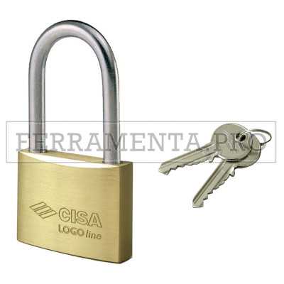 LUCCHETTO in OTTONE CISA con ARCO LUNGO ACCIAIO NICHELATO