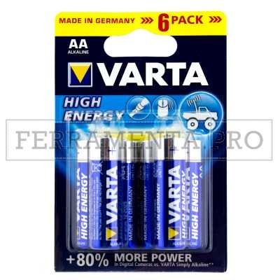 VARTA HIGH ENERGY AA BATTERIE PILE STILO 1.5 V 04906 LR6 CONF 6 PEZZI