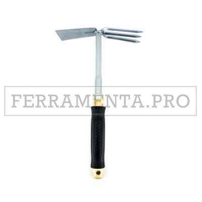 ZAPPETTA LAMA QUADRA CON TRIDENTE e MANICO IN LEGNO GOMMATO per GIARDINAGGIO HOBBY FAI DA TE