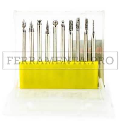 KIT 10 FRESE DIAMANTATE GAMBO 3mm PUNTE PROFESSIONALI per TRAPANO DREMEL FRESATRICE