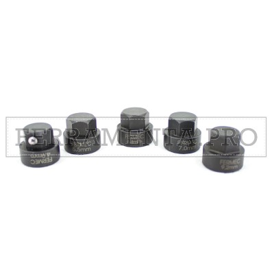 SET 5 PEZZI ADATTATORI MAGNETICI PORTA MASCHI con SFERA DI BLOCCAGGIO per CHIAVE A CRICCO POLIGONALE da 13mm