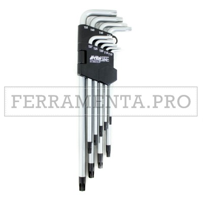 KIT 9 CHIAVI TORX e TORX CON FORO SATINATE EXTRA LUNGHE 