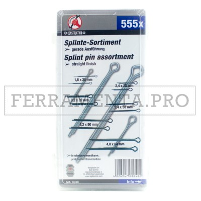 KIT ASSORTIMENTO COPPIGLIE DA 555 PEZZI PROFESSIONALE FERMA PERNO