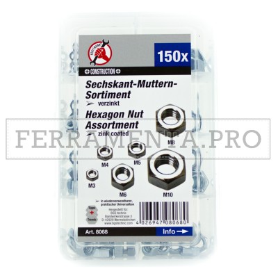 KIT ASSORTIMENTO 150 DADI ESAGONALI ZINCATI PROFESSIONALI